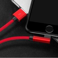 苹果数据线弯头通用iPhone5/6/7/8/Plus/XR/11平板电脑充电线快充 苹果数据线弯头:1米 1条魅力红(