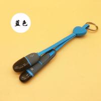 便携快充苹果数据线三星安卓二合一两用iphone6充电宝线7短款6S 蓝色