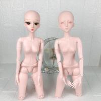60厘米20关节bjd芭比娃娃肉肠素体玩具4D睫毛3D眼睛带妆裸娃女孩 无妆头（送眼珠） 单头一个