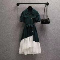 蓝色法式小众设计感连衣裙女夏2021新款气质显瘦不规则赫本风长裙 图片色 宽松款 S 105以下