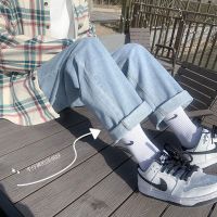 夏季新款牛仔裤学生女韩版宽松高腰阔腿显瘦直筒裤子百搭ins潮流 短小童款建议110cm下的拍 XS 80斤下