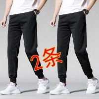 春夏薄款裤子男宽松束脚休闲裤潮牌工装裤学生韩版潮流百搭九分裤 K00黑色+K00黑色 [2条装] 5XL