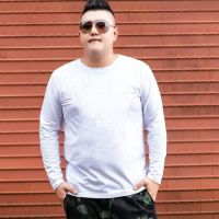 男士长袖t恤加肥加大码上衣特大码体恤衫男装胖子肥佬秋衣打底衫 白色[长袖] M码(建议80-100斤)