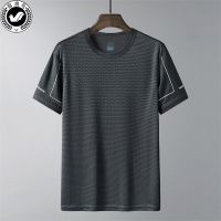 富贵鸟短袖t恤男夏季休闲速干冰丝滑料半袖宽松大码中老年爸爸T恤 701深灰色单件 M