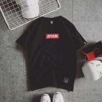 HE潮牌百搭字母短袖T恤夏季男装多色短t青少年学生t袖情侣装潮t男 801黑色 S