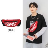 森马胸包男2021新款韩版时尚中性款斜挎包男字母潮流腰包女 中国红