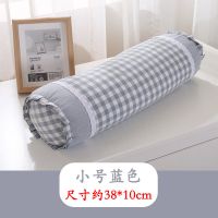 圆柱形荞麦枕头荞麦壳枕芯修复颈椎专用圆形颈椎枕成人大号护颈枕 蓝色 圆枕小号枕套(外套+内套)没有填充物