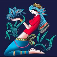 5D圆钻三联画粘钻云南重彩丰收钻石绣新款钻石画满钻阿诗玛十字绣 50x50cm蝶舞满钻全贴