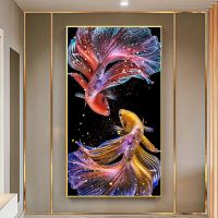 十字绣招财锦鲤2020新款线绣年年有余小件简单玄关客厅金鱼自己绣 [棉线]50*90cm中格三股绣