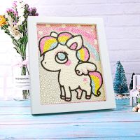 钻石绣小幅画简单新款可爱手工儿童钻石画带框满钻卡通动漫十字绣 带白框+PN02钻石画