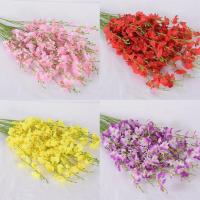 跳舞兰仿真花束假花干花客厅餐桌电视柜摆设饰品婚庆装饰摆件花艺 黄色短款50cm 10支