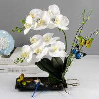 蝴蝶兰欧式花瓶假花摆件家居装饰品客厅餐桌花轻奢仿真花摆设高档 白色 仿真水蝴蝶兰