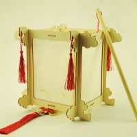 儿童中秋节传统仿古宫灯笼diy手工手提发光四角花灯幼儿园材料包 四角宫材料包+黄花宣纸