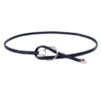 复古时尚圆环皮带编织腰带女细简约韩版装饰连衣裙子配饰打结腰绳 时尚圆环编织腰带黑色