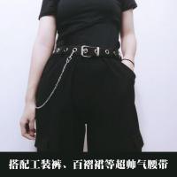 装饰女背带马甲松紧弹力超宽腰带吊带式显胸配衬衫裙束腰腰封黑色 单排气眼