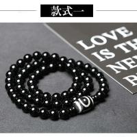 水晶黑曜石手链男士多层韩版手链女黑色佛珠情侣手串简约时尚饰品 款式一