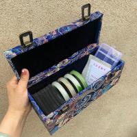 活动款手镯箱23位宽手镯收纳樱花手镯箱子多功能大容量首饰箱 12位蓝色蝶恋花内黑