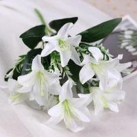 仿真小百合花装饰品摆件客厅装饰假花塑料花单支花束插花花瓶摆放 白色一支