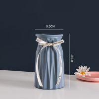 欧式ins简约磨砂玻璃花瓶干花富贵竹郁金香玫瑰室内桌摆水培瓶子 18cm折纸灰 即送丝带