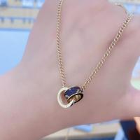 驴家老花皮钛钢项链不掉色 金色米奇锁骨链女百搭时尚休闲冷淡风 细链花皮环环相扣项链金色