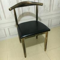 北欧椅子简约餐椅靠背餐桌椅组合铁艺牛角椅奶茶店凳子快餐店座椅 古铜色PU黑色 四把(一把椅子价格)