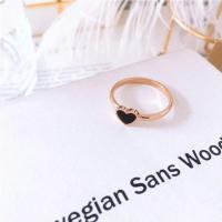 时尚玫瑰金戒黑色爱心戒指女日韩简约彩金钛钢戒指环潮人饰品 黑色爱心戒指5号