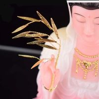 观音菩萨柳枝净瓶法器配件佛像观音手拿法器合金摆件 小号金叶柳枝适合10-12寸