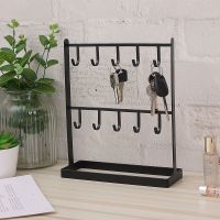 迷几桌面铁艺饰品耳环挂架项链架子展示架玄关进门钥匙架创意摆件 10挂钩桌面架[黑色]