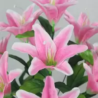 假花仿真百合花单支餐桌客厅装饰品塑料摆设仿真百合摆件花瓶插花 粉色百合1束7头