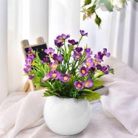 假花仿真花客厅装饰花摆件家居室内干花束塑料绢花小盆栽套装摆设 亮釉白+春暖花开紫