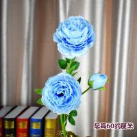 仿真花假花摆件客厅装饰餐桌装饰品陶瓷花瓶陶瓷镀金 [单花]蓝牡丹1束