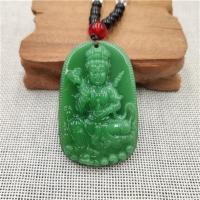 秋冬款翡翠色仿玉石吊坠男女情侣长款项链水晶毛衣链百搭服装配饰 观音