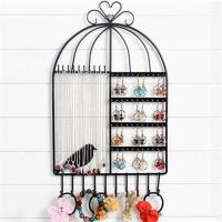 送无痕钉/耳环耳钉挂架展示架可壁挂鸟笼首饰架耳饰项链家用收纳 黑色鸟笼挂壁款