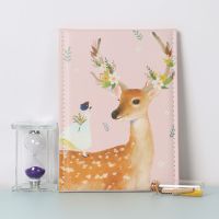 折叠化妆镜清新可爱随身镜家用台式学生宿舍软包中大号ins风镜子 中号梅花鹿(23.5*17cm)