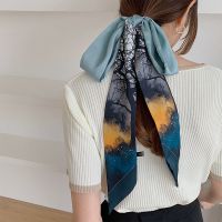 春夏季墨绿植物长款丝巾小长条女扎头发发带发饰西装领巾绑包飘带 鹿 宽7CM长160CM