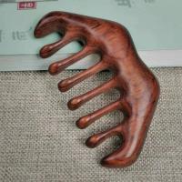 天然绿檀木经络木梳子家用宽齿卷发梳整木通乳梳头肩部经络按摩梳 红酸枝 水滴
