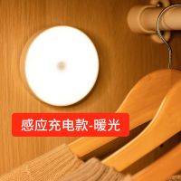 人体感应小夜灯充电式自动感应灯LED小夜灯过道玄关走廊壁灯起夜 感应灯-基础款充电款【黄光】【M】