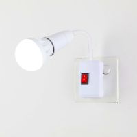 LED节能灯带开关插电小夜灯壁灯插座插头台灯卧室床头看书喂奶灯 二插软管灯座+5W白光灯泡