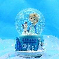 冰雪奇缘艾莎公主雪花水晶球音乐盒八音盒送教师节生日礼物女孩子 Frozen-A 中号+彩灯+音乐+手摇下雪