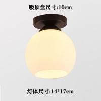 金幻新中式过道灯玄关灯走廊灯创意吸顶灯现代简约阳台灯圆形方形 [白球][14厘米] 圆形-明装-暖光-无吊穗