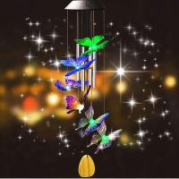 七彩渐变色太阳能风铃光控彩绘蝴蝶挂饰小夜灯LED庭院景观装饰灯 批量找客服拍中发太阳能酒瓶塞