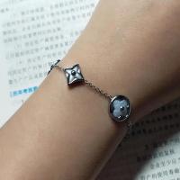 驴家气质时尚高档精致菱形圆形贝壳十字花四叶草奢华手链女情人节 五花白贝母白金色 普通包装