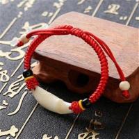 真黑狗牙婴儿成人辟邪手链男女本命年情侣狼牙齿饰品儿童压惊脚链 黑绳11-12cm婴儿款