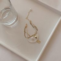 三层珍珠手链ins小众设计女学生韩版爱心饰品简约冷淡风气质手镯 [珍珠爱心三层手链]