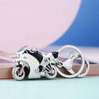 镶钻摩托车汽车钥匙扣男女ins韩国创意可爱 包包挂件情侣钥匙链圈 摩托车(银色)