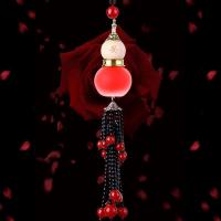 汽车挂件香水葫芦小车内装饰用品保平安符车上后视镜吊坠车载摆件 红色葫芦珠珠坠（自带桂花香水） 普通包装