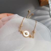 韩国潮搭八芒星闺蜜手链ins小众设计镶钻手镯个性可调节手饰2185 金色手链一条