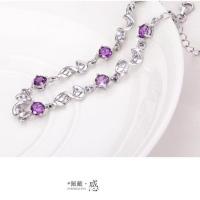 韩版时尚镀白金S925花语手链女保色首饰品[配高档礼盒] 跳动音符手链(紫钻)