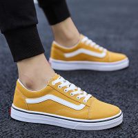 香港万斯帆布鞋女2021男鞋春秋季韩版潮流百搭滑板鞋学生潮鞋子男 605黄色时尚款 35收藏袜子女鞋