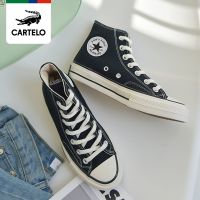 CARTELO2021新款高帮帆布鞋女1970s韩版百搭原宿布鞋春夏学生板鞋 1970s黑色-侧标 35